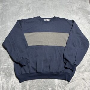 VTG Y2K Colorblock Sweater Womens Madico Size M Navy and‎ Beige